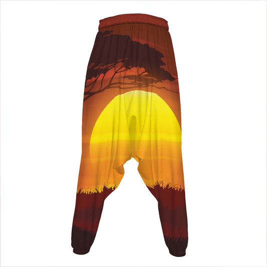 African Savanna Sunset Print Hammer Pants