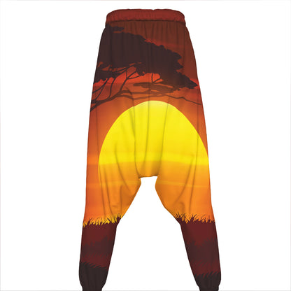 African Savanna Sunset Print Hammer Pants