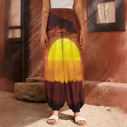 African Savanna Sunset Print Harem Pants