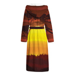 African Savanna Sunset Print Hooded Bathrobe