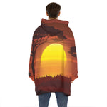 African Savanna Sunset Print Hoodie Blanket