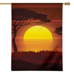 African Savanna Sunset Print House Flag