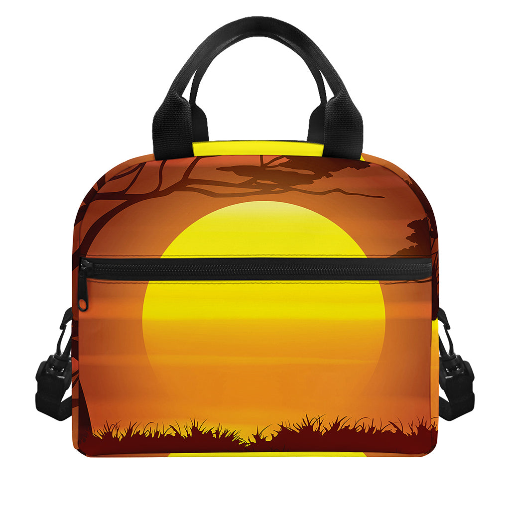 African Savanna Sunset Print Insulated Lunch Bag