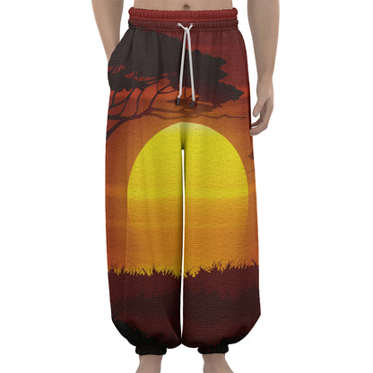 African Savanna Sunset Print Lantern Pants