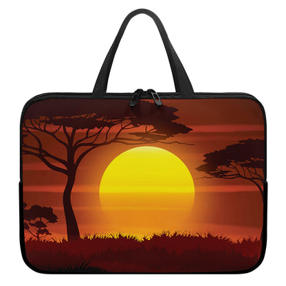 African Savanna Sunset Print Laptop Sleeve With Handle