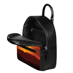 African Savanna Sunset Print Leather Backpack