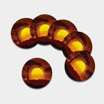 African Savanna Sunset Print Leather Coaster Set