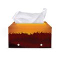 African Savanna Sunset Print Leather Tissue Box Cover
