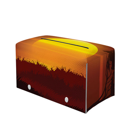 African Savanna Sunset Print Leather Tissue Box Cover