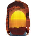 African Savanna Sunset Print Long Sleeve Baseball Jersey