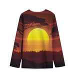 African Savanna Sunset Print Long Sleeve Short Coat