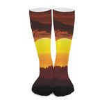 African Savanna Sunset Print Long Socks
