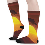 African Savanna Sunset Print Long Socks