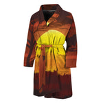 African Savanna Sunset Print Men's Bathrobe