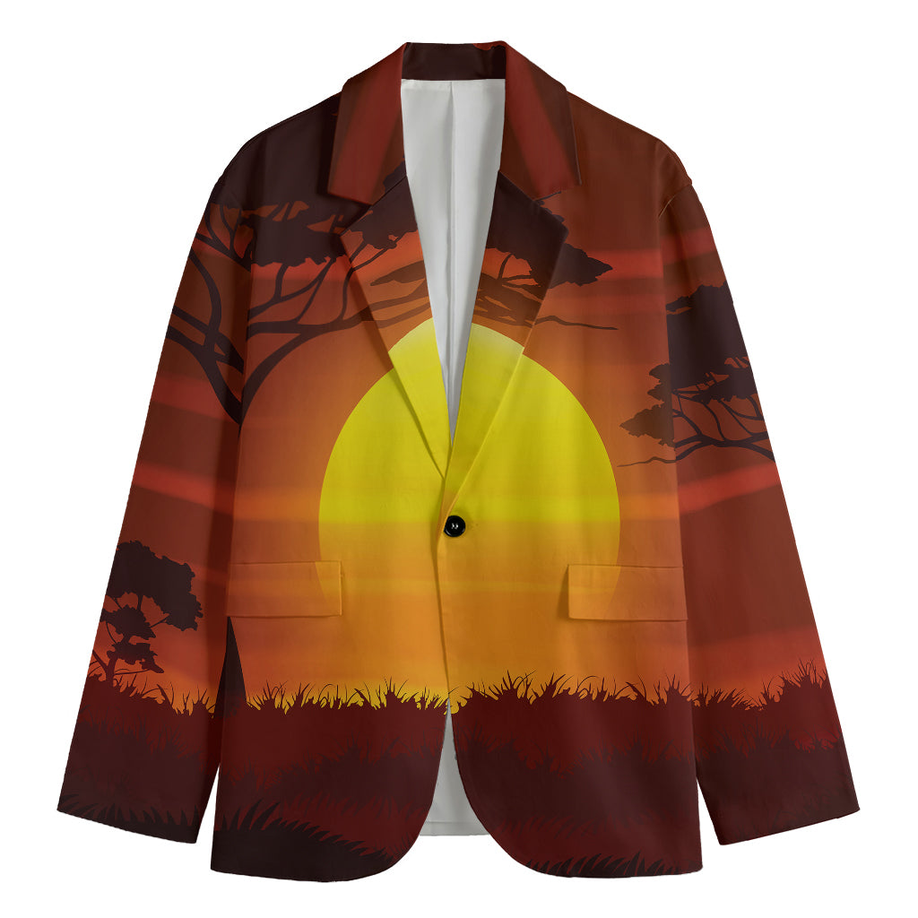 African Savanna Sunset Print Men's Blazer