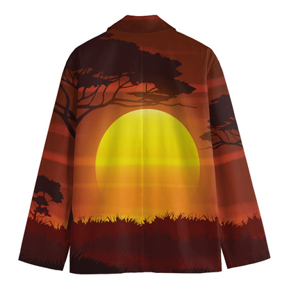 African Savanna Sunset Print Men's Blazer