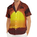 African Savanna Sunset Print Men's Deep V-Neck Shirt