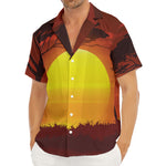 African Savanna Sunset Print Men's Deep V-Neck Shirt
