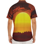 African Savanna Sunset Print Men's Deep V-Neck Shirt