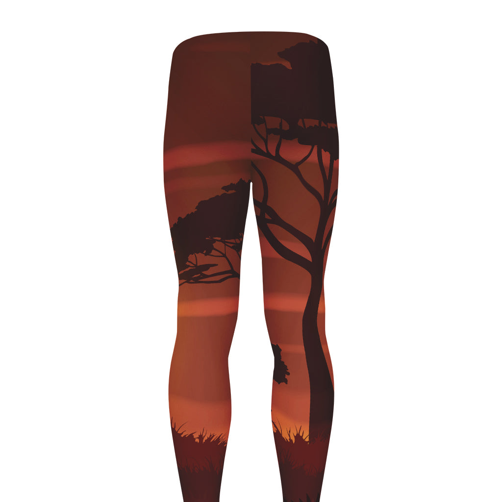 African Savanna Sunset Print Men's leggings