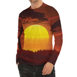 African Savanna Sunset Print Men's Long Sleeve Rash Guard