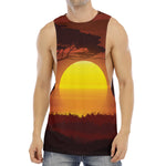 African Savanna Sunset Print Men's Muscle Tank Top