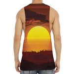 African Savanna Sunset Print Men's Muscle Tank Top