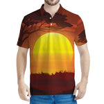 African Savanna Sunset Print Men's Polo Shirt