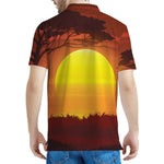 African Savanna Sunset Print Men's Polo Shirt