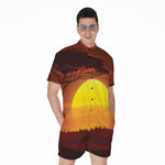African Savanna Sunset Print Men's Rompers