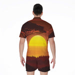 African Savanna Sunset Print Men's Rompers