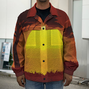 African Savanna Sunset Print Men's Shirt Jacket