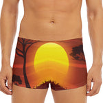 African Savanna Sunset Print Men's Short Boxer Briefs