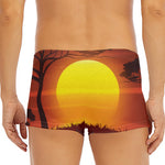 African Savanna Sunset Print Men's Short Boxer Briefs