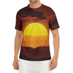 African Savanna Sunset Print Men's Short Sleeve Rash Guard