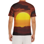 African Savanna Sunset Print Men's Short Sleeve Rash Guard