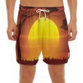 African Savanna Sunset Print Men's Split Running Shorts