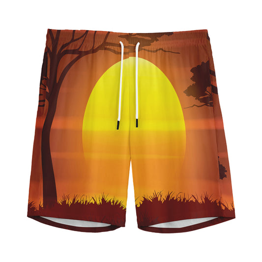African Savanna Sunset Print Men's Sports Shorts