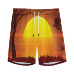 African Savanna Sunset Print Men's Sports Shorts