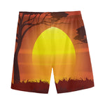 African Savanna Sunset Print Men's Sports Shorts