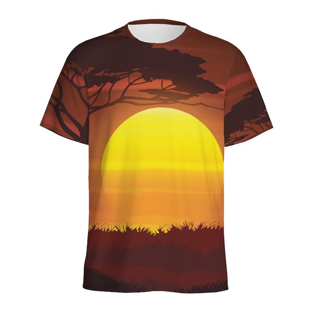 African Savanna Sunset Print Men's Sports T-Shirt