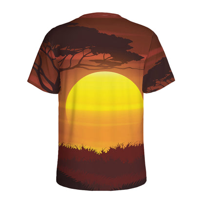 African Savanna Sunset Print Men's Sports T-Shirt