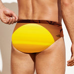 African Savanna Sunset Print Men's Swim Briefs