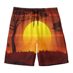 African Savanna Sunset Print Men's Swim Trunks
