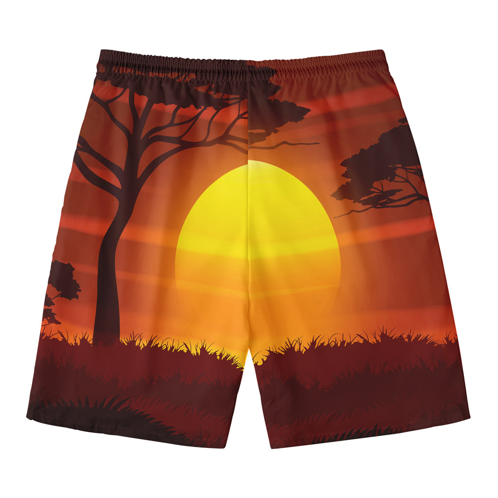 African Savanna Sunset Print Men's Swim Trunks