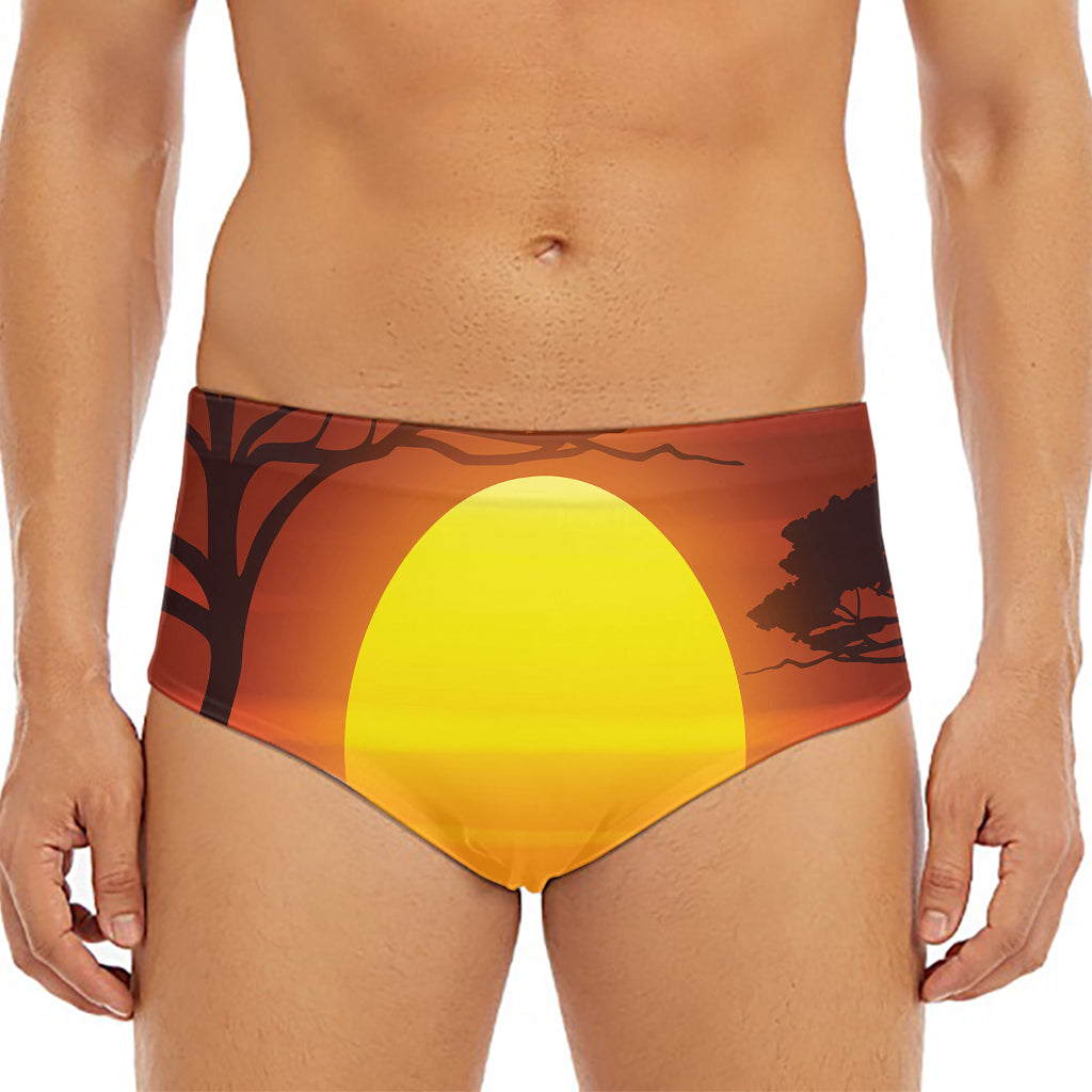 African Savanna Sunset Print Men's Triangle Swim Briefs