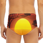 African Savanna Sunset Print Men's Triangle Swim Briefs