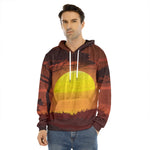 African Savanna Sunset Print Men's Velvet Pullover Hoodie
