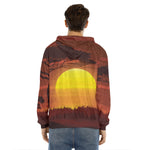 African Savanna Sunset Print Men's Velvet Pullover Hoodie