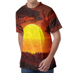 African Savanna Sunset Print Men's Velvet T-Shirt